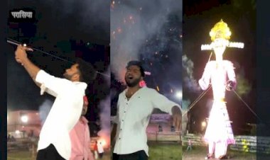 नशे में  धुत युवक ने रावण के पुतले में लगाई आग - राम जी देखते रह गए 