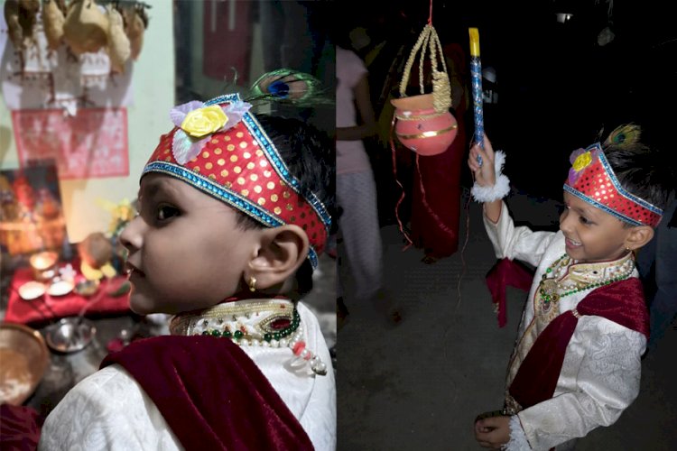 कोरोना संकट के चलते घरो में ही मनाया गया श्री कृष्ण जन्मोत्सव ......
