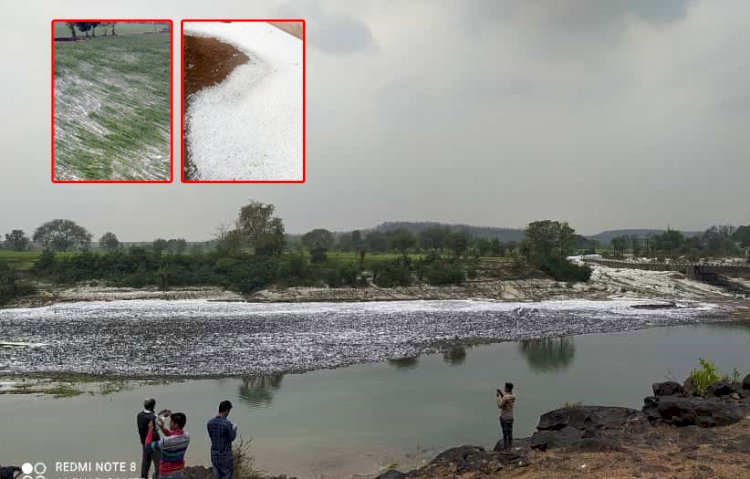 प्राकृतिक आपदा ने सिवनी जिले को बर्फ की सफ़ेद चादर से ओड़ा  
