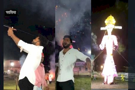 नशे में  धुत युवक ने रावण के पुतले में लगाई आग - राम जी देखते रह गए 
